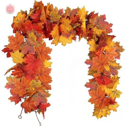 1Pc 170Cm Yellow Silk Artificial Hanging Leaf Garland Plants Vine Garlands Diy For Home Wedding Halloween Christmas Party Decor