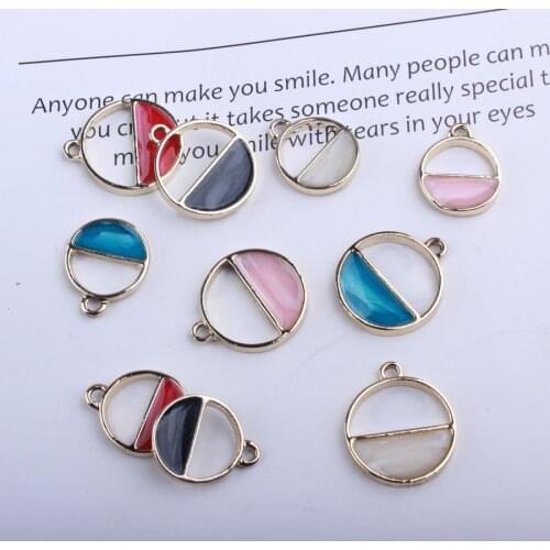 10pcs 2 Size Colorful Zircon Simple Hollow Half Circle Charm Pendant for Necklace Earrings DIY Handmade Fashion Jewelry Making