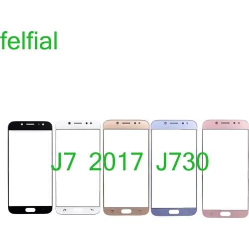 10Pcs/Lot For Samsung Galaxy J7 Pro 2017 J730 J730F Touch Screen Panel Glass Lens Front Outer LCD Glass With OCA Hollow Glue