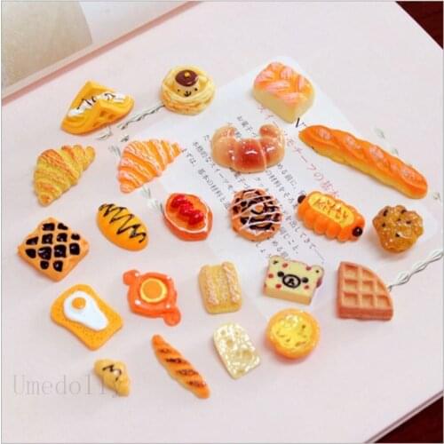 20pcs/set Mix Dollhouse Miniature Simulation Cupcakes, Bread, Muffin for Play Kitchen Mini Doll Food Toy Accessories