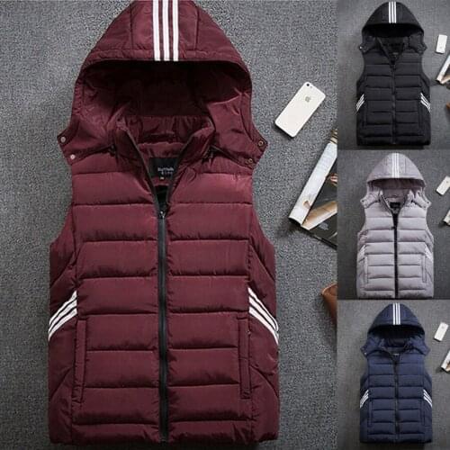 2021 Trendy Autumn Winter Warm Mens Outerwear Slim Fit Hooded Cotton Vest Waistcoat Male Sleeveless Jacket Coats Oversized L-8XL