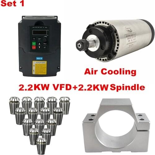 2200W CNC Router Spindle Motor ER20 Milling Spindle Kit & 2.2kw VFD 80mm Clamp Water Pump for diy cnc