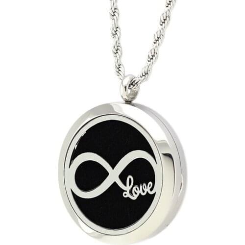 316L Stainless Steel Illimited Love Aromatherapy Pendant Essential Oil Diffuser Necklace Perfume Locket Jewelry