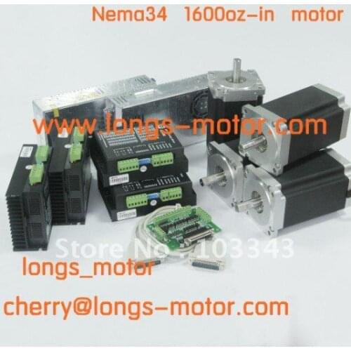 4Axis Nema 34 Stepper Motor 1600oz & stepper motor driver DM860A CNC Router/Mill longs stepper motor