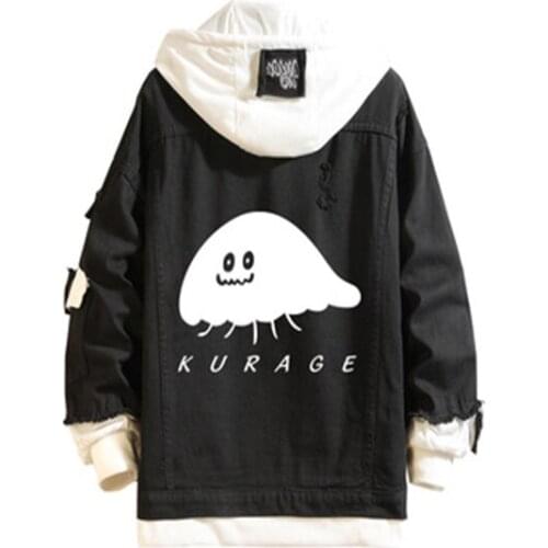 4XL Halloween Adult Coats Costume Bloom Into You Denim Jacket Eventually Cosplay Hooded Jackets Men Women Couples Ripped Sweater