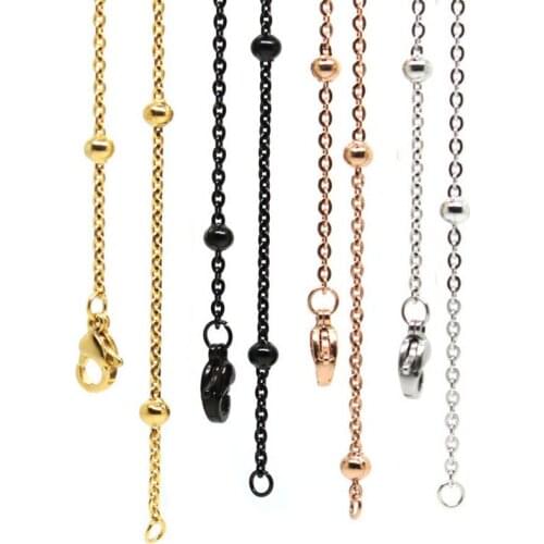 5pcs 22'' (55cm) silver color/rose gold/gold/black 316L stainless steel bigger ball station chain photo locket pendant necklace