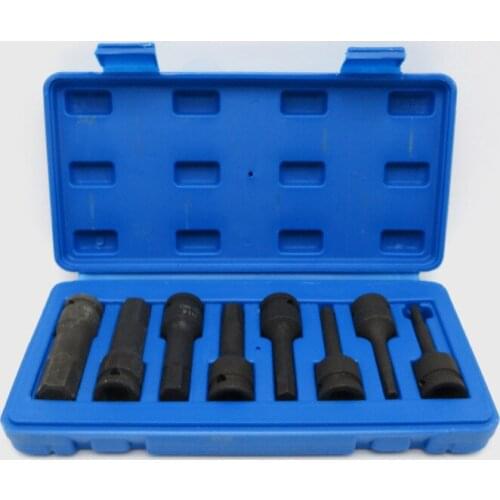 8Pcs 1/2" Inch Drive Air Hex Key Bit Socket Set H5-H19 Automobile Car Repair Tool