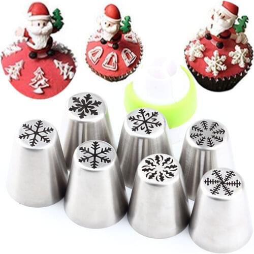 8 Pcs Snowflake Piping Icing Nozzles Russian Party Stainless Steel Baking Tools Pastry Tips Baking Cake Tools