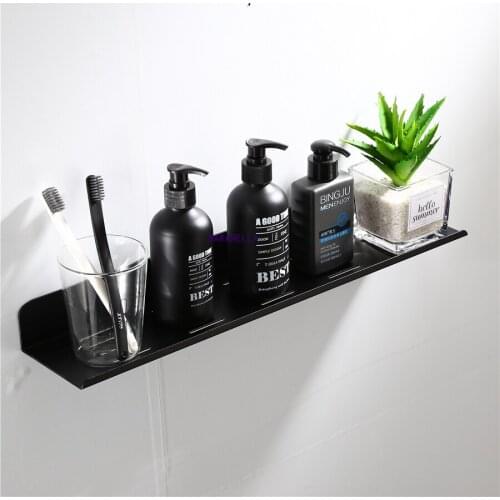 Aluminum Black / Silver Bathroom Shelves Kitchen Wall Shelf Shower Storage Rack Bathroom Accessories 30-50cm Length