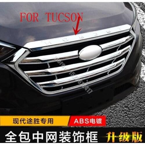 Car Styling FOR HYUNDAI TUCSON 2015 TO 2020 CHROME FRONT HOOD BONNET GRILL LIP MOLDING COVER TRIM BAR GARNISH MESH