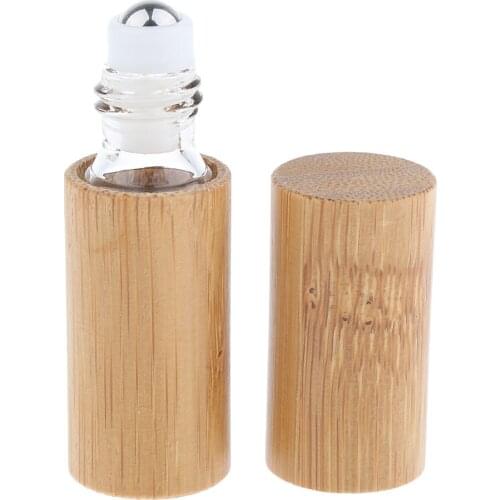 Handmade Bamboo Refillable Empty Essential Oil Makeup Roll on Bottles