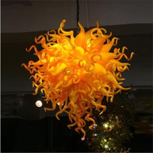 Free Shipping Mouth Blown 110v/120v LED Bulbs Top Design Colored Handmade Blown Glass Big Chandelier for Livingroom Decoration