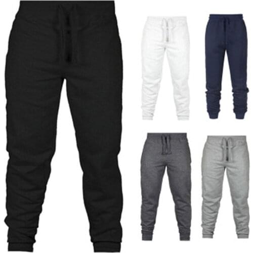 Sport Pants Men Long Pant Casual Elastic Drawstring Trousers Big Size Pockets Simple Pant Fashion Student Fitness Mens Clothes