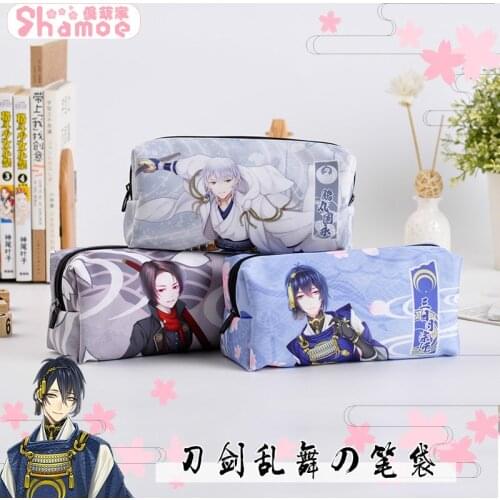 Touken Ranbu Online Cosplay Student School Pen Pencil Case Cosmetic Bag Unisex Stationery Box Storage Fashion Casual Daily Gifts