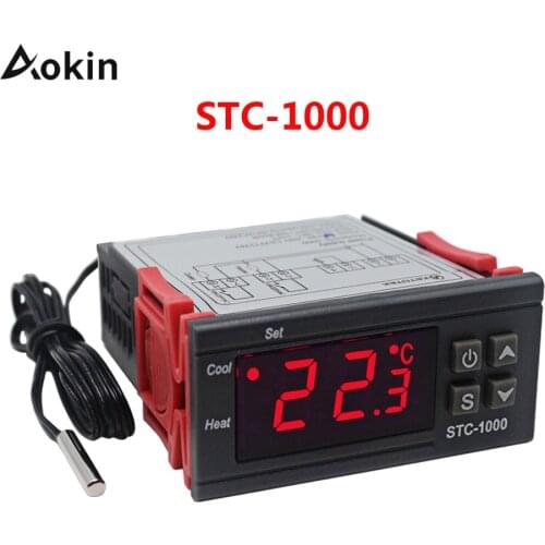 Digital Temperature Controller Fahrenheit Centigrade Thermostat with NTC Sensor 2 Relays STC-1000 ITC-1000 for Refrigerator