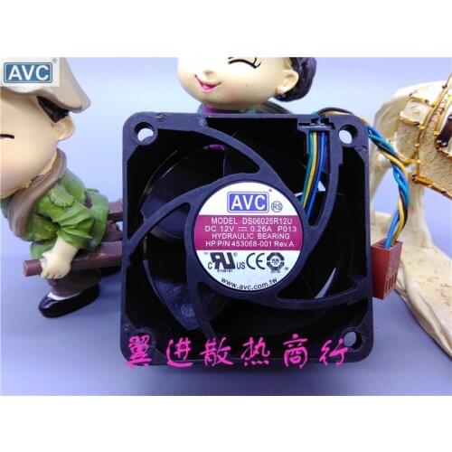 For For AVC DS06025R12U, P103 DC 12V 0.26A 4-wire 4-pin connector 60mm 60x60x25mm Server Square Cooling fan