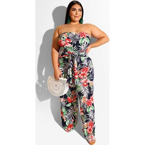 Womens Sexy Off Shoulder Print Jumpsuit Elegance Plus Size 4XL 5XL Wide Leg One Piece Playsuit Rompers Holiday Beach Outfits