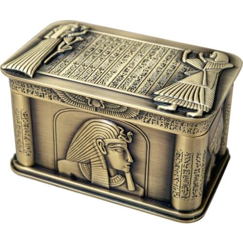 Egypt Gift Pharaoh Trnket Box Jewelry Organizer Metal Home Decor Art Craft Necklace Bracelet Rings Storage Case