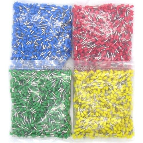 1000PCS VE0506 EV0506 Electrical Crimp Terminal Block Tubular Wire Connector Cable Cord End Bootlace Ferrule E0506 AWG14