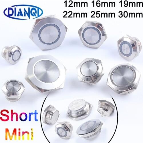 Electric Waterproof Power Light Momentary Pressure Short Mini Push Button Switch 3-6V 12-24V 220V With LED or NO LED