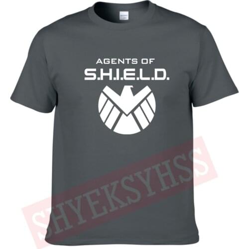 Agents Of S.H.I.E.L.D.Shield T-Shirt Movie Tops Cosplay Costume Men Black 100% Cotton O-Neck Tshirt Summer Fashion Tops