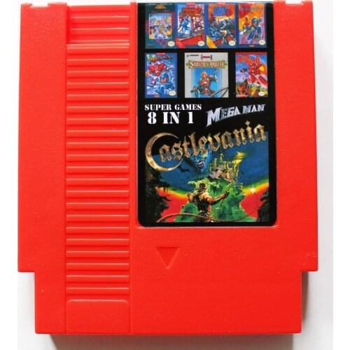 Pocket 8 In 1 Mega man 1/2/3/4/5/6 + Castlevania 1/2 72 Pins Game Card For 8 Bit Game Player