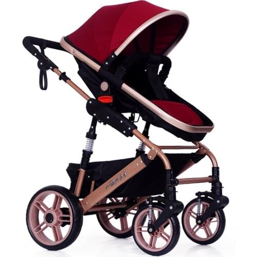 0-36M Baby Stroller High landscape Foldable Pram Convertible Baby Carriage with Multi-Positon Reclining Seat Extended Canopy