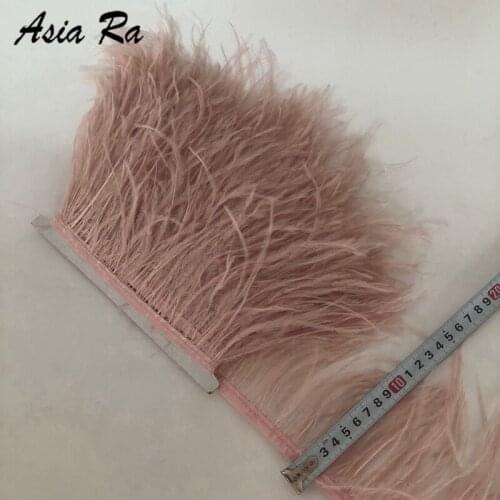 10meter 13-15cm Leather Pink ostrich feather trims ostrich feather For Crafts ribbon fringe for skirt Wedding decoration Lace