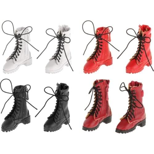 Handmade 1/6 Scale Zipper Leather Boots for 12' Figure Body Model Fashion Female Soldier Zipper Middle Leather Boots