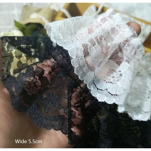 1Yards Embroidery Lace Fabric 5.5cm Guipure Black White Lace Fabric Christmas Lace Ribbon Sewing Dress Decoration encajes FR16