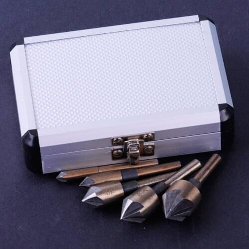 LETAOSK 5pcs Industrial Countersink Drill Bit Set Tri-Flat Shank Quick Change 1/4"- 3/4"