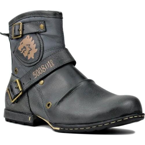 OTTO ZONE New England Western Boots Cowboy Chukka Boots Genuine Leather Mens Motorcycle Boots Ankle Boots Mens Casual Boots