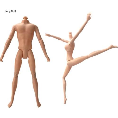 NK 2 Pcs /Set 12 Joints Doll Naked Body For Girl Doll + Male Naked 11 Jointed Moveable Doll Body For Boy Doll DIY Toys