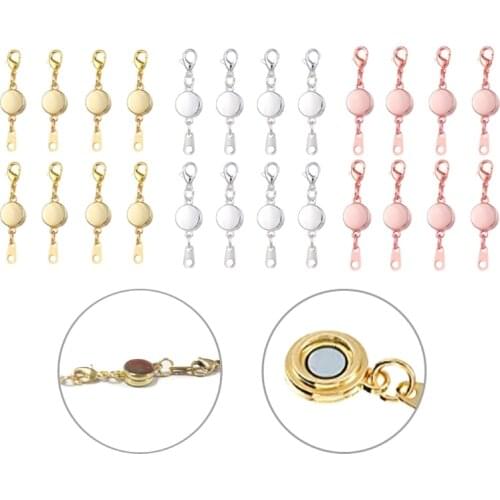 New Year DIY Necklace Clasp Jewelry Magnet Clasp Round Shape Magnet Clasp Gold/Silver/Rose Gold Diamond Magnetic Clasp