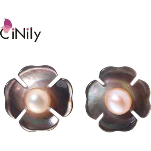 CiNily Authentic. Soild 925 Sterling Silver Natural Shell Pearl Wholesale for Women Jewelry Engagement Stud Earrings 12mm SE026