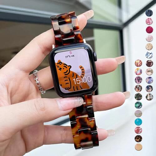 Resin transparent strap for apple watch band 44mm 40mm correa woman watchband for iwatch 6 se series 5 4 3 2 42mm 38mm bracelet