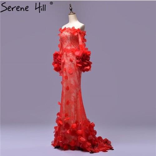 Robe De Soiree Evening Dress Real Photos Red Color Tulle Crystal Party Occasion 2020 Formal Long Evening Dress HA2029