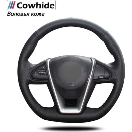Hand-stitche Black Genuine Leather Car Steering Wheel Cover for Nissan Lannia 2015 Maxima 2016