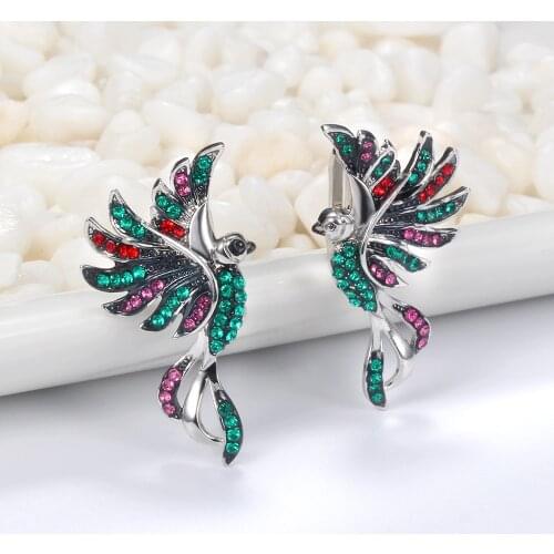 Phoenix Shaped Earrings Women Earrings Inlaid Colorful Cubic Zirconia Fashion Stud Earrings Give Girlfriend Birthday Gift