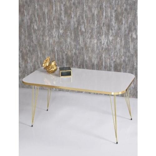 Square Gold White Wire Medium Coffee Table