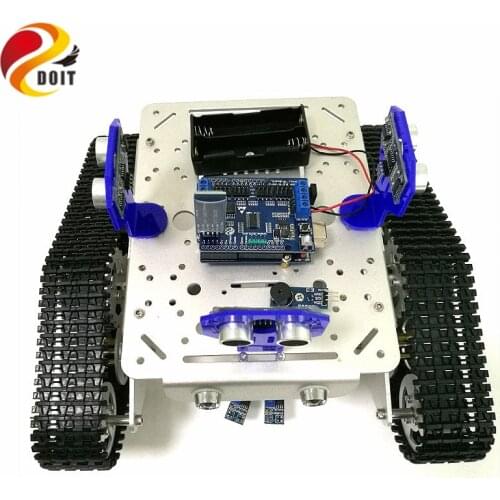 Bluetooth Control Smart Robot Tank Chassis with UNO R3 Board+Motor Drive Shield for Tracking and Obstacle Avoidance