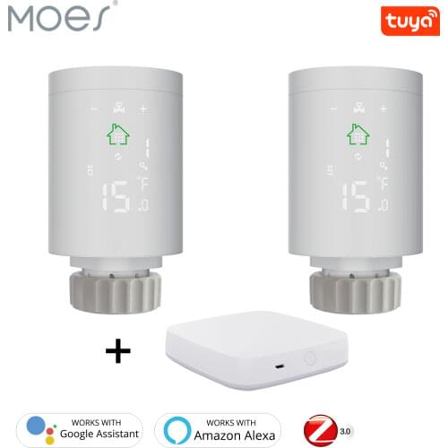 Tuya ZigBee3.0 Smart Radiator Actuator Programmable Thermostatic Radiator Valve Temperature Controller Voice Control via Alexa
