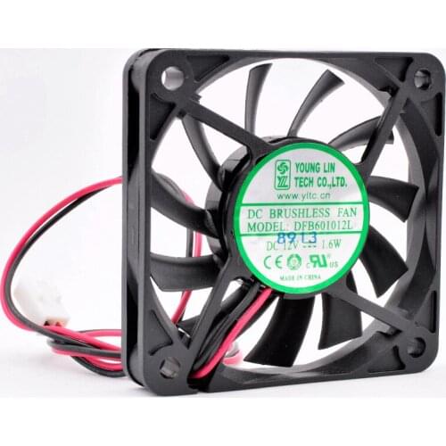 DFB601012L 6cm 60mm fan 60x60x10mm DC12V 1.6W 2pin 2 ball bearings suitable for chassis power charger cooling fan