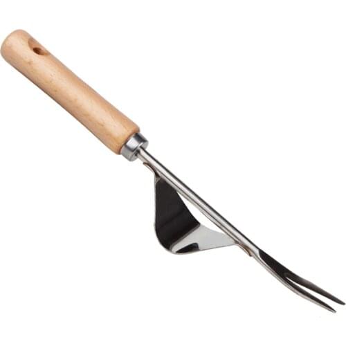 Stainless Steel Manual Weeding Fork Wood Handle Transplanting Digging Removing Taproot Tool Garden Planting Weeding Tools