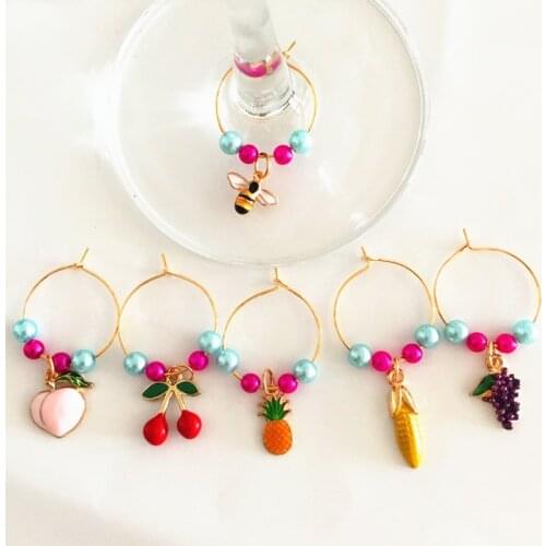 Wine charms New Fashion Design 6PCS Wine Glass Charms Rings Marker Christmas Party Bar Table Decorations Christmas Gift