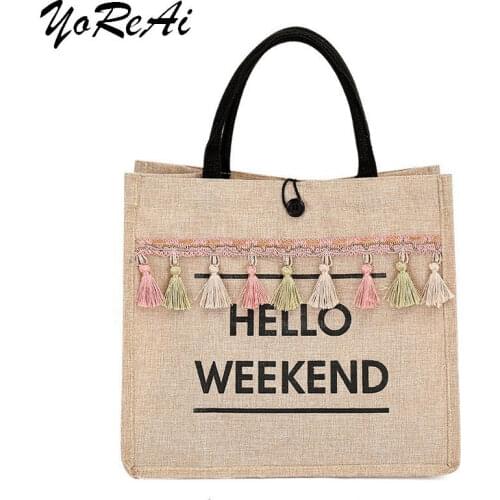 YoReAi 2021 Canvas Handbags For Women Fashion Tote Beach Bags Reusable Shopping Pack Linen Large Capacity Designer Shoulder Bags
