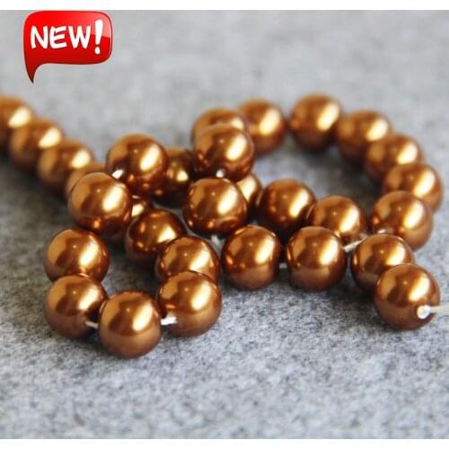 For Necklace&Bracelet 10mm Gold-Color Shell Pearl Beads SeaShell Gifts For Women Girl Loose Beads Jewelry Making Design 16inch