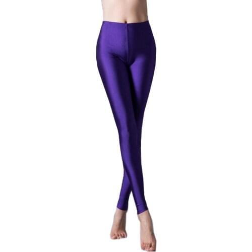 LJCUIYAO Neon Leggings Women Multiple Color Black Skinny High Elastic Pants Casual Fluorescent Gloss Spandex Ankle-Length Bottom