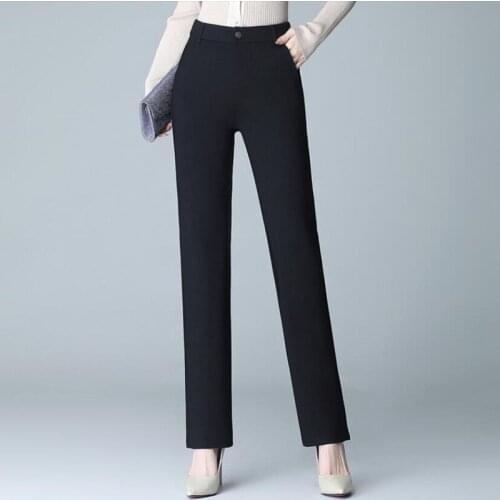 2020 Autumn Winter Women High Waist Straight Pants Ladies Fashion Elegant Plus Size Black Pants Female Trousers High Quality 580