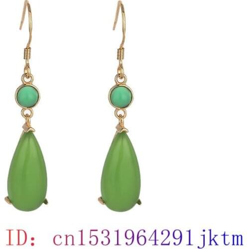Green Jade Water drop Earrings Gemstone 925 Silver Amulet Chalcedony Gifts Natural Zircon Charm Crystal Women Fashion Jewelry